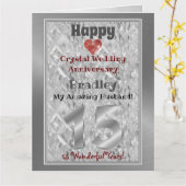 15e Carte d'anniversaire de Mariage de cristal pou (Fleur jaune)