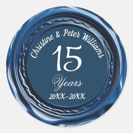15e Crystal Wedding Blue Wax Seal Sticker (Voorkant)