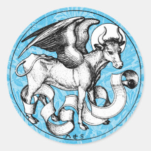 15e eeuw St Luke's Emblem Gevleugelde stier Ronde Sticker
