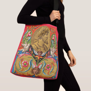 15e-eeuwse afbeelding Caesarvogels bloemen enz. Crossbody Tas