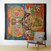 15e-eeuwse druk Caesarvogels bloemen enz. Wandkleed (In Situ (horizontaal))