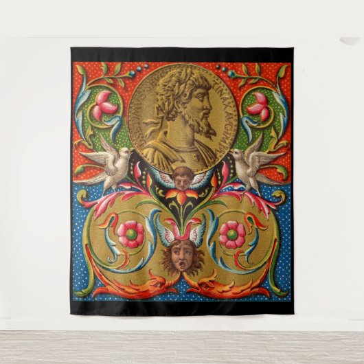 15e-eeuwse druk Caesarvogels bloemen enz. Wandkleed (Voorkant)