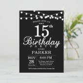 15e Invitation d'anniversaire Noir et blanc (Debout devant)