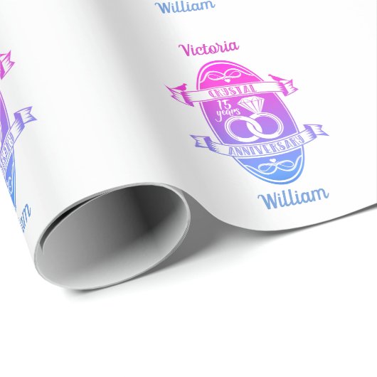 15e jaar traditionele kristalbruiloft cadeaupapier (Rol Hoek)