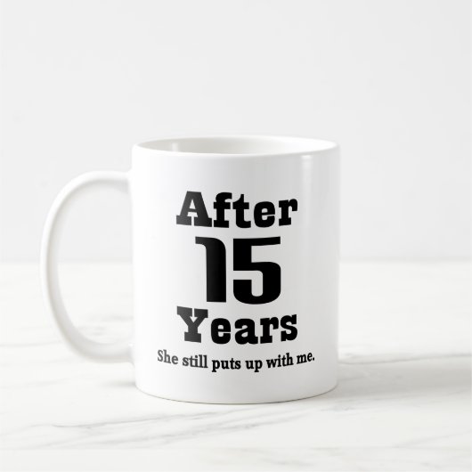 15e Jubileum (Funny) Koffiemok (Links)