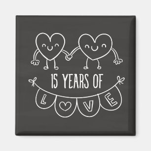 15e Jubileum Gift Chalk Hearts Magneet