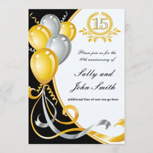 15e Jubileum Gold & Silver Birthday Invitation Kaart