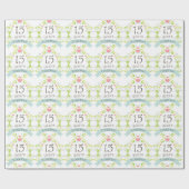 15e Jubileum Love Heart Gift Wrap Cadeaupapier (Vlak)