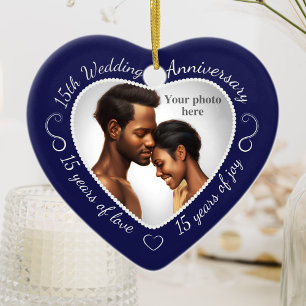 15e Jubileum voor bruiloft Foto Keramisch Ornament