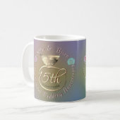 15e Mariage de cristal Anniversaire de café Mug (Devant gauche)