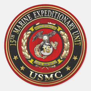15e Mariene Expeditionaire eenheid (15e MEU) [3D] Ronde Sticker