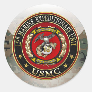 15e Mariene Expeditionaire eenheid (15e MEU) [3D] Ronde Sticker