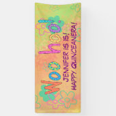 15e Quinceanera Anniversaire Nom Bannière personna (Vertical)