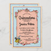 15e Quinceanera Party Wonderland Rabbit Invitation (Devant / Derrière)