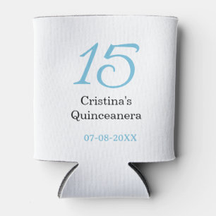 15e quinceanera verjaardag blauw zwart vet letter blikjeskoeler