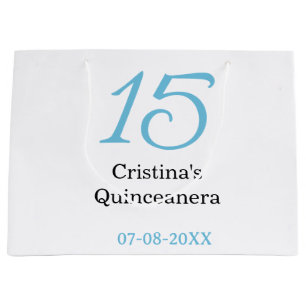 15e quinceanera verjaardag blauw zwart vet letter groot cadeauzakje