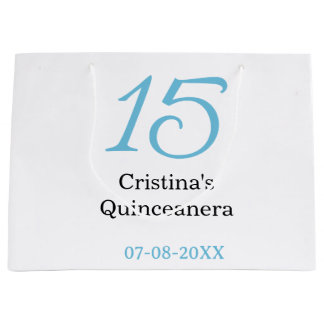 15e quinceanera verjaardag blauw zwart vet letter  groot cadeauzakje