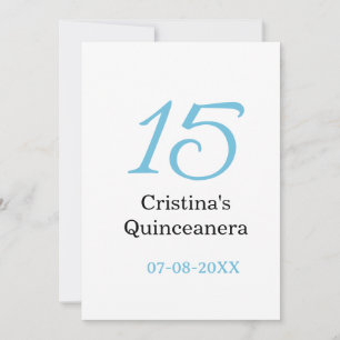 15e quinceanera verjaardag blauw zwart vet letter kaart