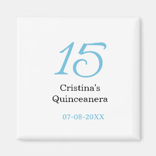 15e quinceanera verjaardag blauw zwart vet letter  magneet