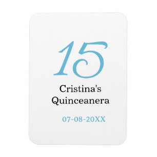 15e quinceanera verjaardag blauw zwart vet letter  magneet