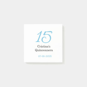 15e quinceanera verjaardag blauw zwart vet letter post-it® notes