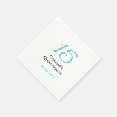 15e quinceanera verjaardag blauw zwart vet letter servet (Hoek)