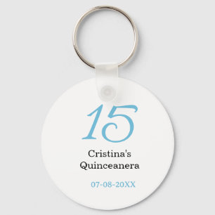 15e quinceanera verjaardag blauw zwart vet letter sleutelhanger