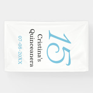 15e quinceanera verjaardag blauw zwart vet letter spandoek