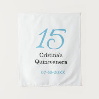 15e quinceanera verjaardag blauw zwart vet letter