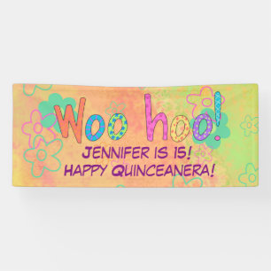 15e Quinceanera Verjaardagsnaam Gepersonaliseerde Spandoek