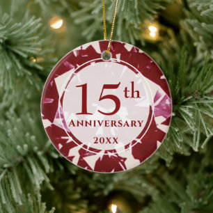 15e Ruby Jubileum Foto gepersonaliseerd Keramisch Ornament