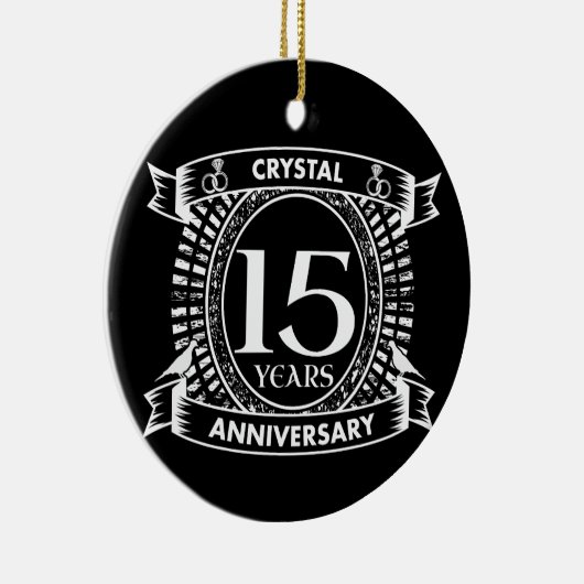 15e trouwdag zwart-wit keramisch ornament (Rechts)
