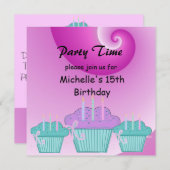 15e uitnodiging van de Birthday Party (Voorkant / Achterkant)