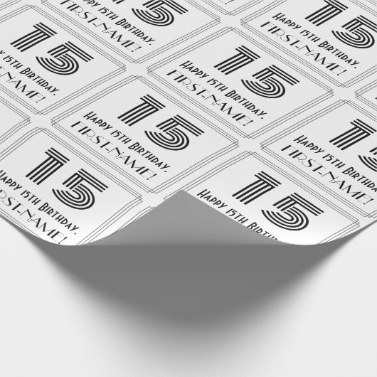 15e verjaardag: Art Deco geïnspireerde stijl "15" Cadeaupapier (Hoek)