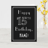 15e verjaardag: Art Deco Style # 15 en aangepaste  Kaart (Gele Bloem)