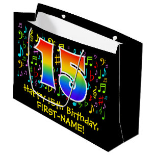 15e verjaardag - Colorful Music Symbols, Rainbow 1 Groot Cadeauzakje