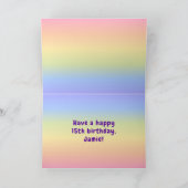 15e verjaardag: Colorful Rainbow # 15, aangepaste Kaart (Binnen)