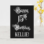 15e verjaardag: Fancy, elegant script + aangepaste Kaart (Gele Bloem)