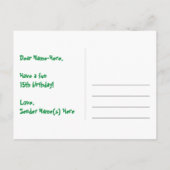 15e verjaardag: Fun Hearts-patroon, Regenboog 15 Briefkaart (Achterkant)