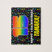 15e verjaardag — Fun, kleurrijk Star Field Pattern Legpuzzel (Verticaal)