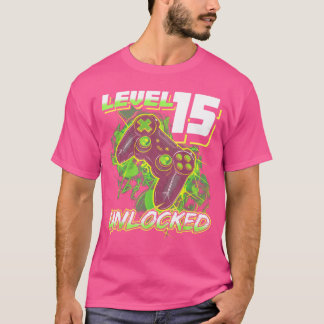 15e verjaardag Gamer 15 jaar oud Funny Bday Boy Vi T-shirt