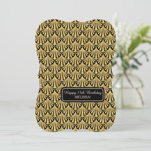 15e verjaardag Glam Grote Gatsby-stijl Kaart (Staand voorkant)