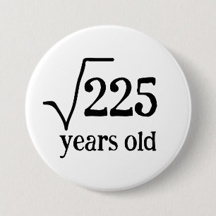 15e verjaardag grappige vijftien wiskunde vierkant ronde button 7,6 cm
