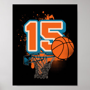 15e verjaardag Jongen Skelet Speler Skelet 15 Jaar Poster