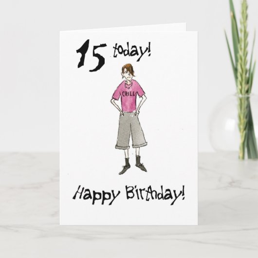 15e verjaardag Kaart voor een jongen (Voorkant)