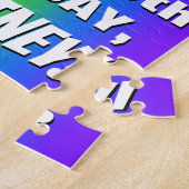 15e verjaardag: kleurrijk, vun regenboogpatroon # legpuzzel (Zijkant)