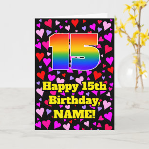 15e verjaardag: Loving Hearts-patroon, Regenboog # Kaart