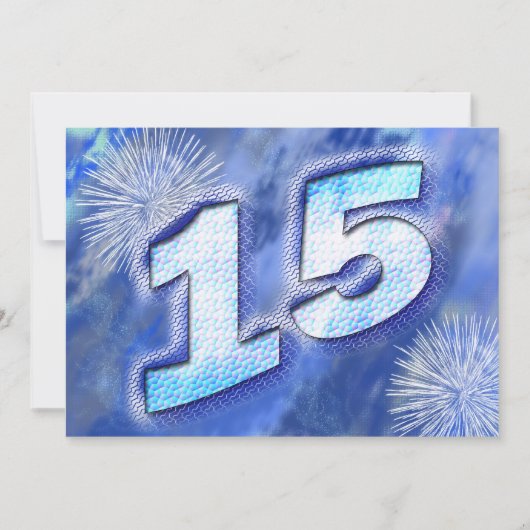 15e verjaardag met vuurwerk kaart (Voorkant)