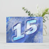 15e verjaardag met vuurwerk kaart (Staand voorkant)