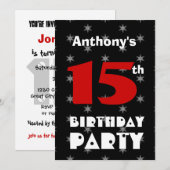 15e verjaardag Modern Teen Black en White Pattern Kaart (Voorkant / Achterkant)